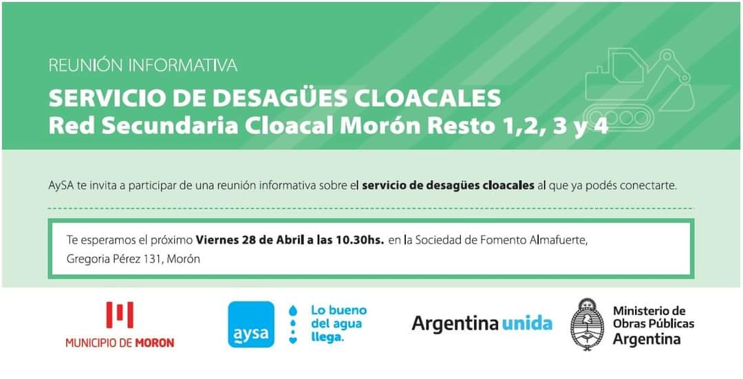 Reunión informativa de AYSA sobre el Servicio de Desagües Cloacales