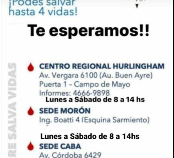 LLAMADO A LA SOLIDARIDAD:  SE NECESITAN DADORES DE SANGRE