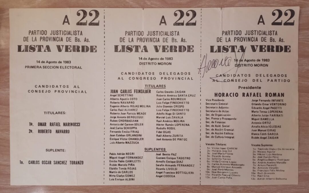 Recordando a Horacio Román…»Lista Verde»