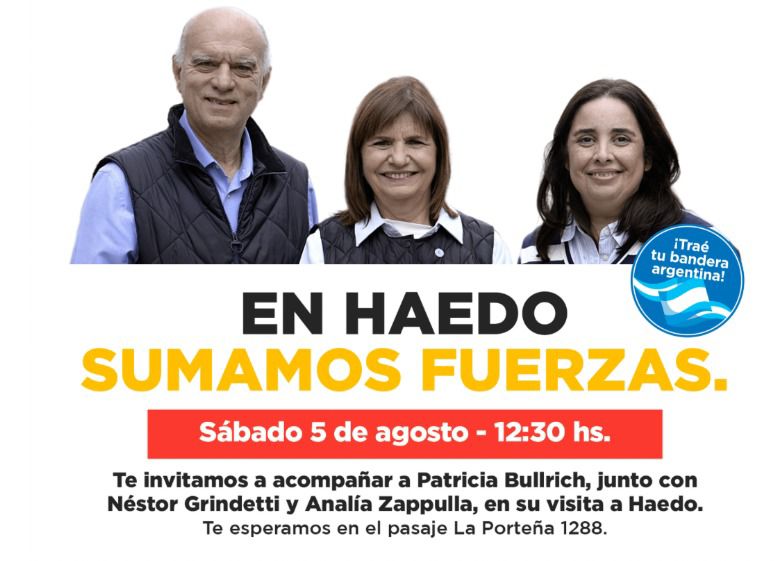 PATRICIA BULLRICH, NESTOR GRINDETTI Y ANALIA ZAPPULLA EN HAEDO