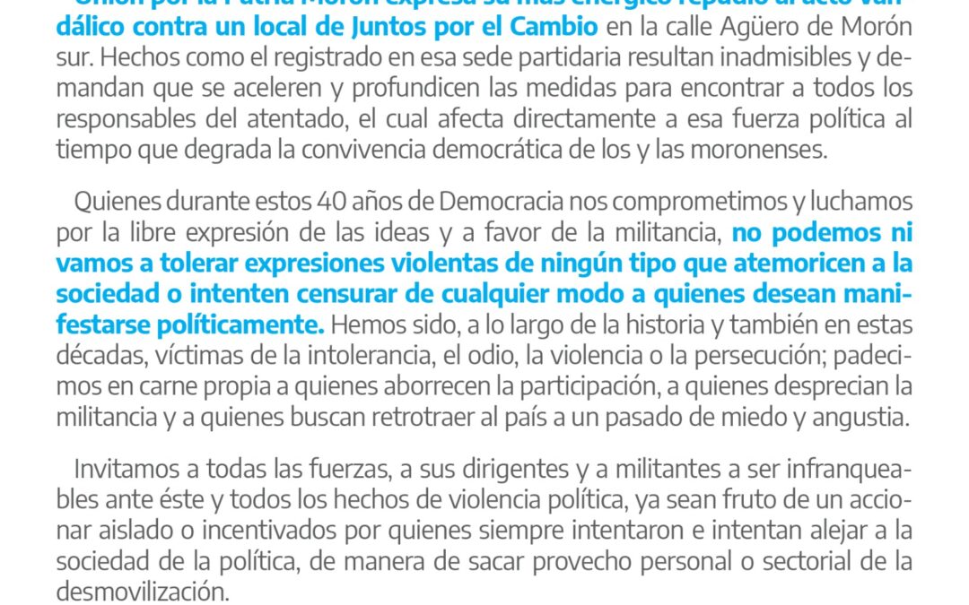 «NO A LA VIOLENCIA POLITICA»