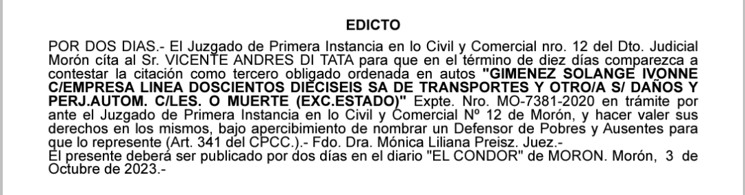 PUBLICACIONES:  EDICTO JUDICIAL