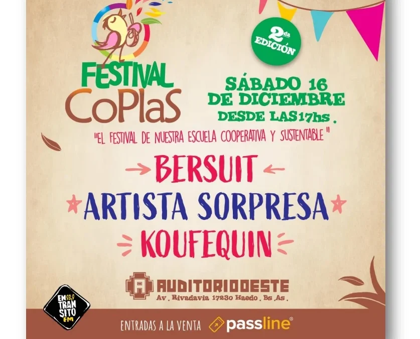 SE LLEVARÁ A CABO LA 2da EDICIÓN DEL FESTIVAL CoPLAS EN AUDITORIO OESTE