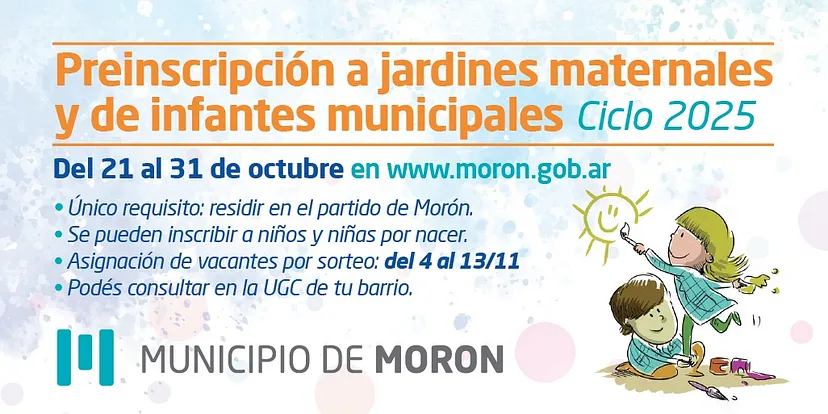 MORÓN: ABIERTA LA PREINSCRIPCIÓN 2025 PARA LOS JARDINES MUNICIPALES