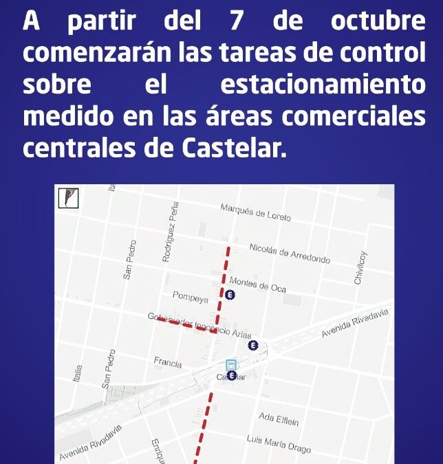 CASTELAR: EL MARTES 8 ENTRA EN VIGENCIA EL ESTACIONAMIENTO MEDIDO EN LA CIUDAD