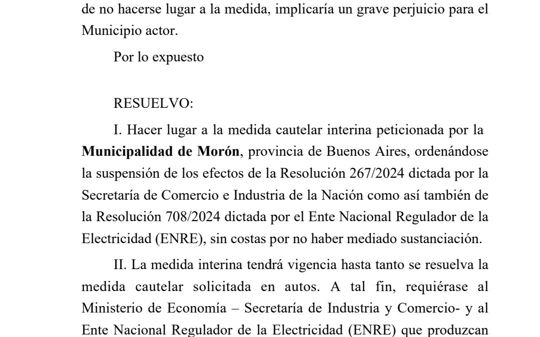 MORÓN: TRAS EL FALLO JUDICIAL FAVORABLE PARA EL MUNICIPIO DE MORÓN, LA COMUNA PODRÁ SEGUIR COBRANDO EL » ALUMBRADO PÚBLICO » EN LA BOLETA DE EDENOR