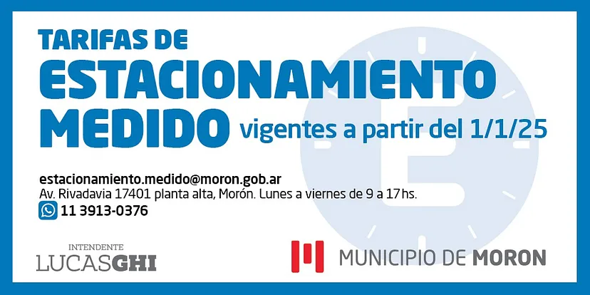 Morón: Cambios en las tarifas del estacionamiento medido