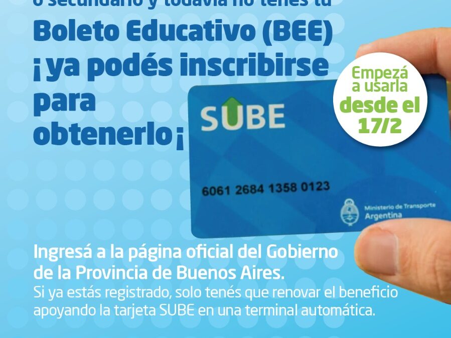 MORÓN: BOLETO ESTUDIANTIL: EL MUNICIPIO BRINDA ASESORAMIENTO PARA TRAMITARLO
