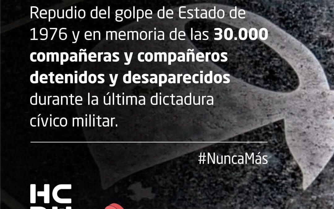 CASTELAR: HCD: SESIÓN EXTRAORDINARIA EN REPUDIO DEL GOLPE DE ESTADO DE 1976 Y EN MEMORIA DE LOS 30.000 DESAPARECIDOS