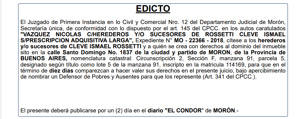 EDICTO JUDICIAL
