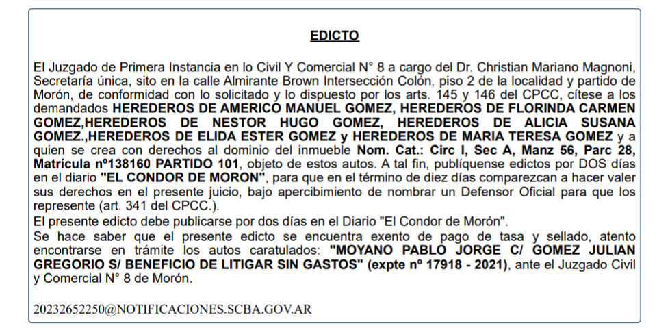 EDICTO JUDICIAL