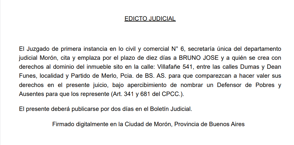 EDICTO JUDICIAL