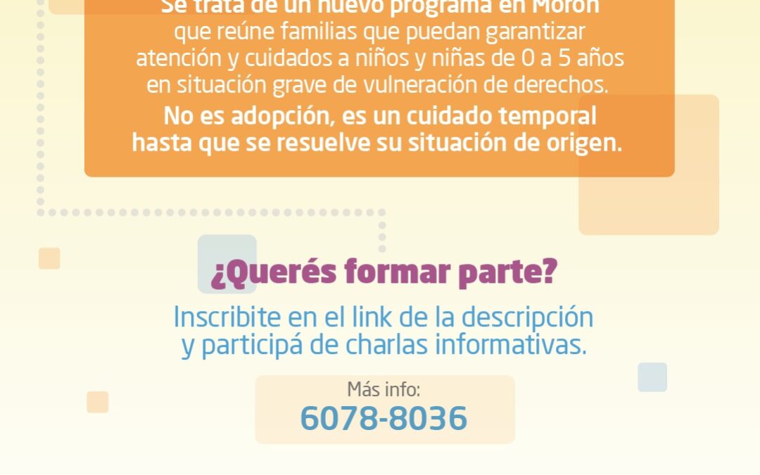 MORÓN: SE ABRE LA CONVOCATORIA AL NUEVO PROGRAMA “FAMILIAS SOLIDARIAS” PARA INFANCIAS