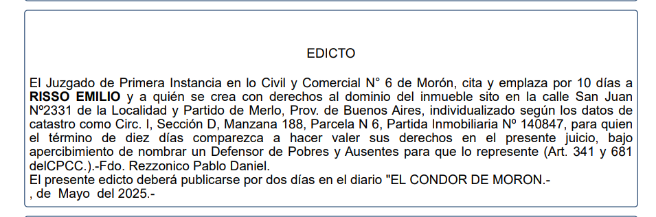 EDICTO JUDICIAL