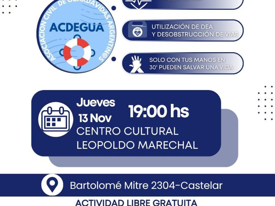 CASTELAR: CAPACITACIÓN EN RCP Y PRIMEROS AUXILIOS EN EL CENTRO CULTURAL LEOPOLDO MARECHAL