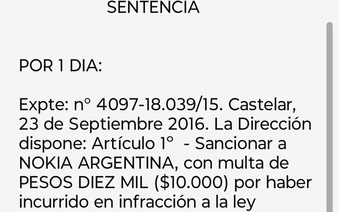 EDICTO JUDICIAL:  DEFENSA DEL CONSUMIDOR :  SENTENCIA