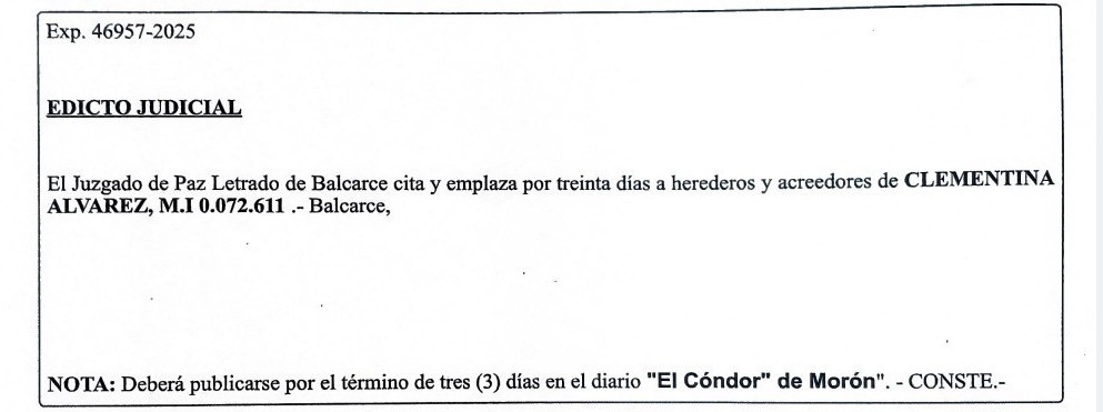 EDICTO JUDICIAL: SUCESIÓN